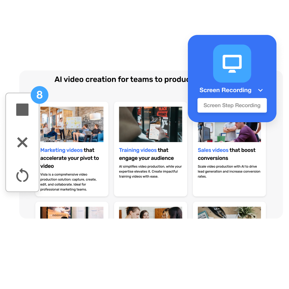 Use Visla's screen recorder to capture step-by-step actions for your troubleshooting walkthrough video